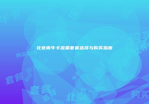 北京青牛卡流量套餐选择与购买指南
