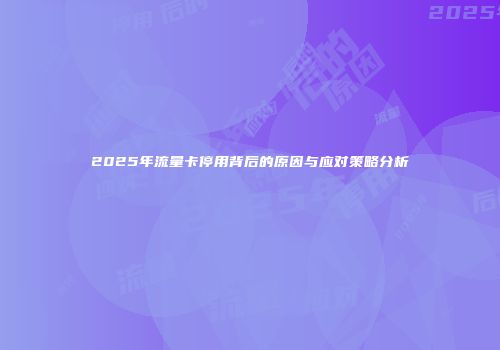 2025年流量卡停用背后的原因与应对策略分析