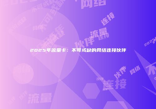 2025年流量卡:不可或缺的网络连接伙伴