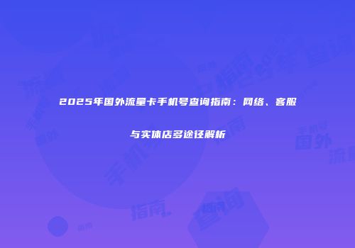 2025年国外流量卡手机号查询指南:网络、客服与实体店多途径解析