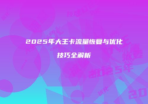2025年大王卡流量恢复与优化技巧全解析