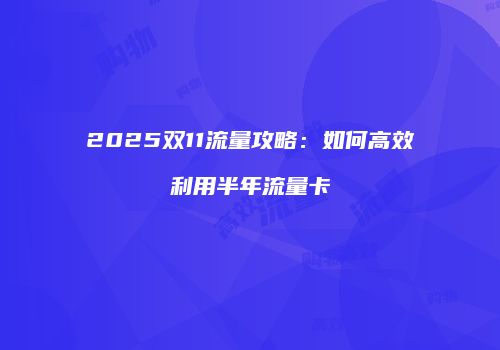 2025双11流量攻略：如何高效利用半年流量卡
