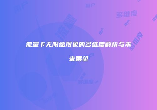 流量卡无限速现象的多维度解析与未来展望