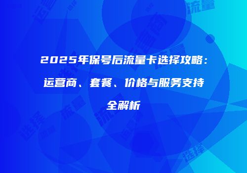 2025年保号后流量卡选择攻略：运营商、套餐、价格与服务支持全解析