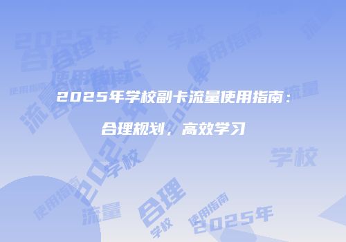 2025年学校副卡流量使用指南：合理规划，高效学习