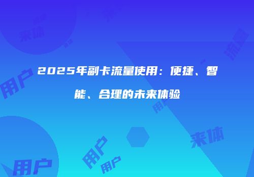 2025年副卡流量使用：便捷、智能、合理的未来体验