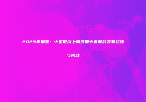 2025年展望：中国取消上网流量卡套餐的变革趋势与挑战