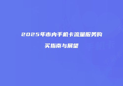 2025年市内手机卡流量服务购买指南与展望