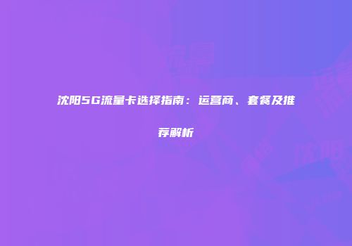 沈阳5G流量卡选择指南:运营商、套餐及推荐解析