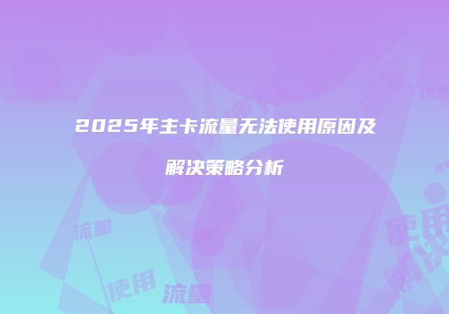 2025年主卡流量无法使用原因及解决策略分析