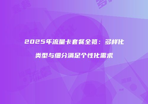 2025年流量卡套餐全览：多样化类型与细分满足个性化需求