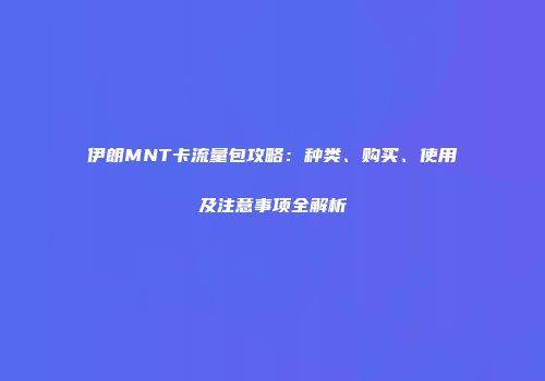 伊朗MNT卡流量包攻略：种类、购买、使用及注意事项全解析