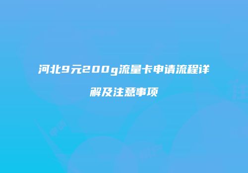 河北9元200g流量卡申请流程详解及注意事项