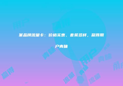 某品牌流量卡:价格实惠、套餐多样,赢得用户青睐