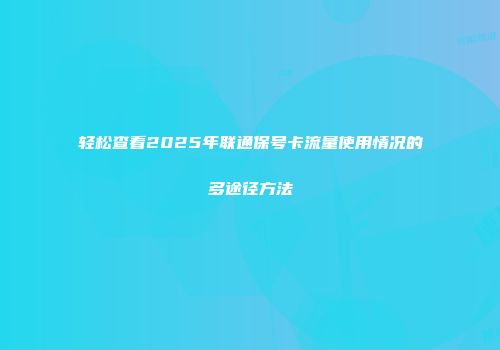 轻松查看2025年联通保号卡流量使用情况的多途径方法