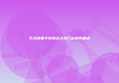长沙流量卡市场五大热门运营商盘点