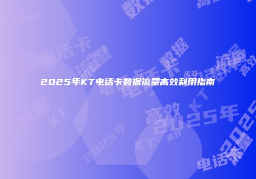 2025年KT电话卡数据流量高效利用指南