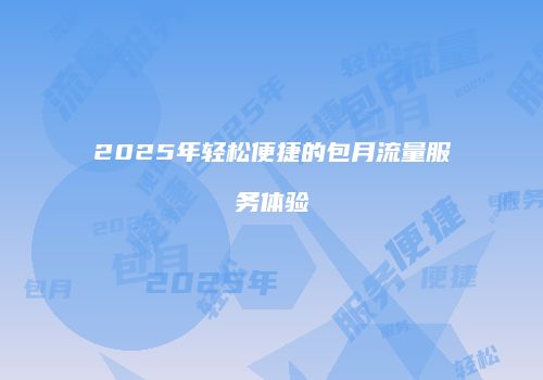 2025年轻松便捷的包月流量服务体验