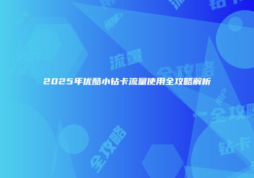 2025年优酷小钻卡流量使用全攻略解析