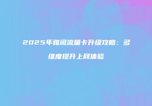 2025年雅阁流量卡升级攻略:多维度提升上网体验