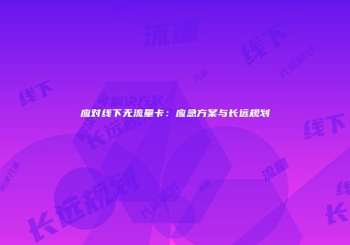 应对线下无流量卡:应急方案与长远规划