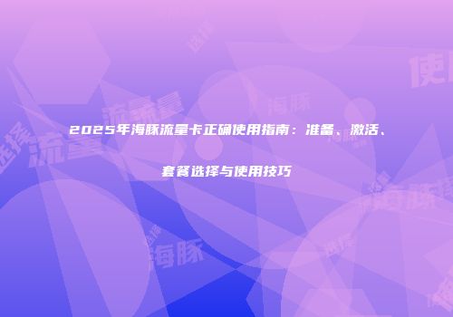 2025年海豚流量卡正确使用指南:准备、激活、套餐选择与使用技巧