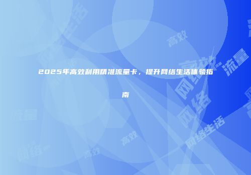 2025年高效利用精准流量卡，提升网络生活体验指南