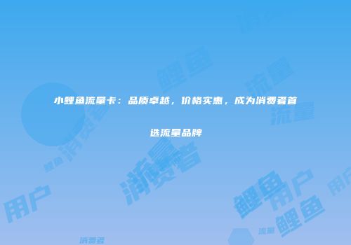 小鲤鱼流量卡：品质卓越，价格实惠，成为消费者首选流量品牌
