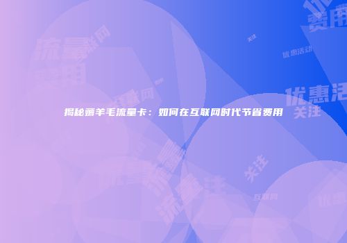 揭秘薅羊毛流量卡：如何在互联网时代节省费用