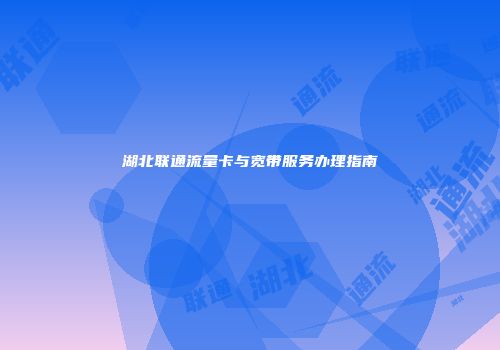 湖北联通流量卡与宽带服务办理指南