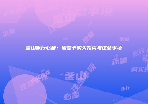 釜山旅行必备:流量卡购买指南与注意事项