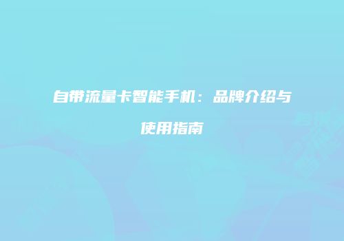 自带流量卡智能手机：品牌介绍与使用指南