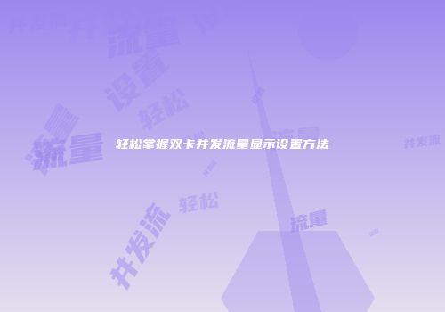轻松掌握双卡并发流量显示设置方法