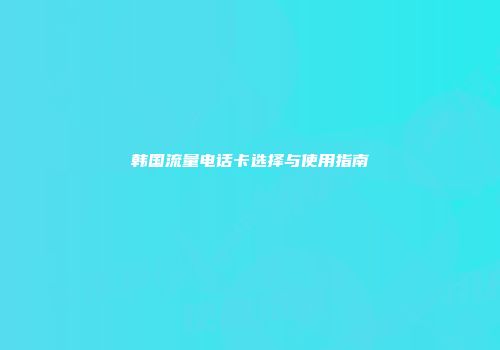 韩国流量电话卡选择与使用指南