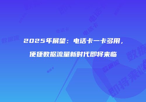 2025年展望：电话卡一卡多用，便捷数据流量新时代即将来临