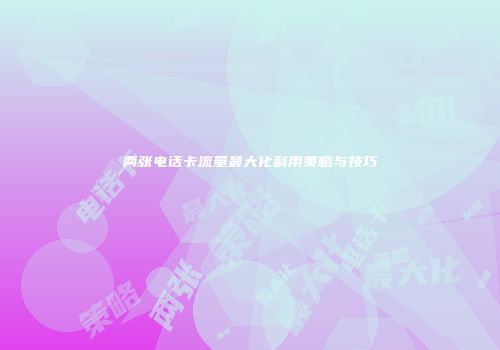 两张电话卡流量最大化利用策略与技巧