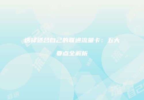 选择适合自己的联通流量卡：五大要点全解析