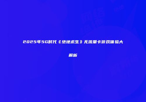 2025年5G时代《绝地求生》无流量卡游戏体验大解析