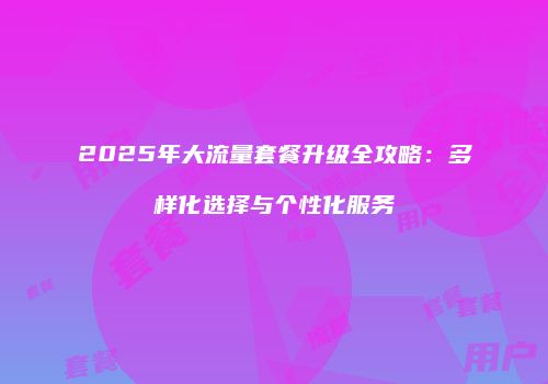 2025年大流量套餐升级全攻略:多样化选择与个性化服务