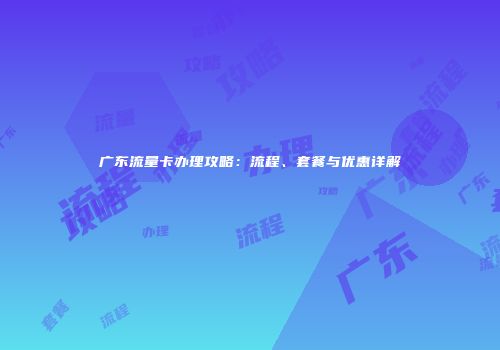 广东流量卡办理攻略:流程、套餐与优惠详解