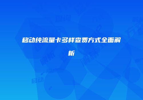 移动纯流量卡多样查费方式全面解析