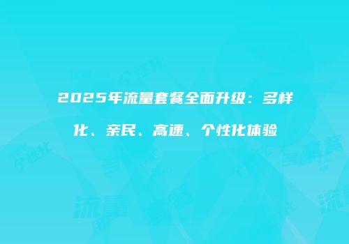 2025年流量套餐全面升级：多样化、亲民、高速、个性化体验