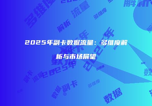 2025年副卡数据流量：多维度解析与市场展望