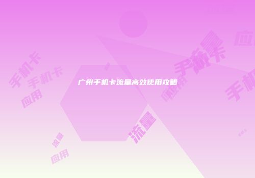 广州手机卡流量高效使用攻略