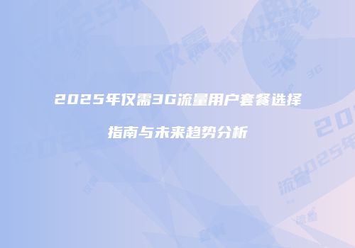 2025年仅需3G流量用户套餐选择指南与未来趋势分析