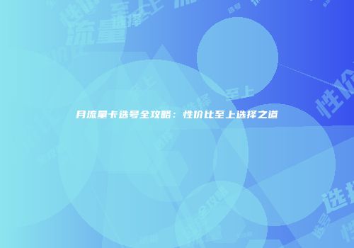 月流量卡选号全攻略：性价比至上选择之道