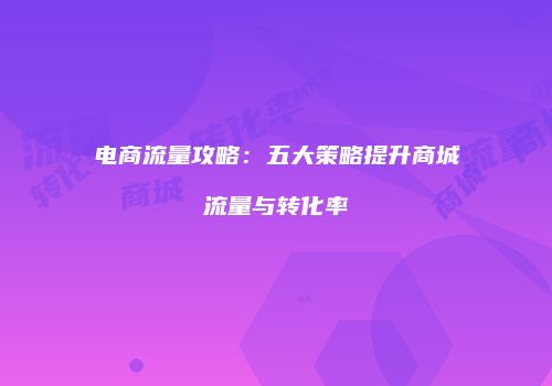电商流量攻略：五大策略提升商城流量与转化率