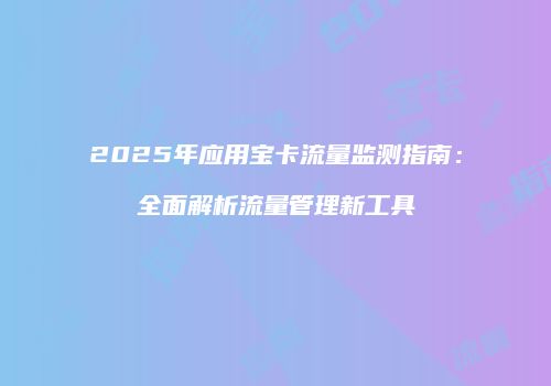 2025年应用宝卡流量监测指南：全面解析流量管理新工具