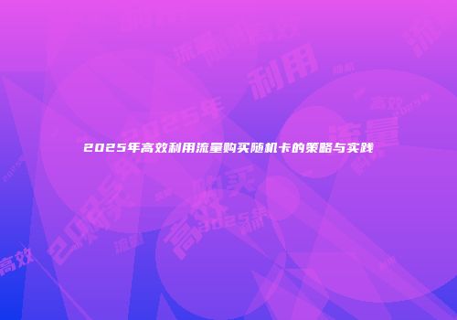 2025年高效利用流量购买随机卡的策略与实践