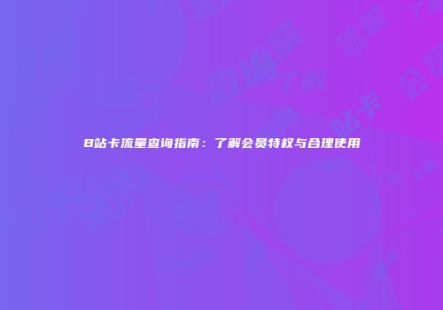 B站卡流量查询指南：了解会员特权与合理使用